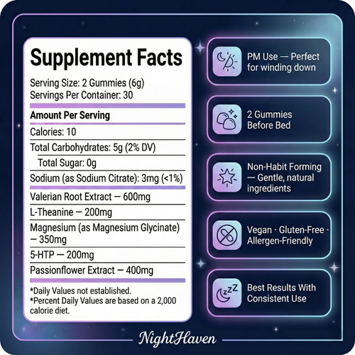 NightHaven Natural Sleep Gummies – Fast-Acting, Melatonin-Free Sleep Support