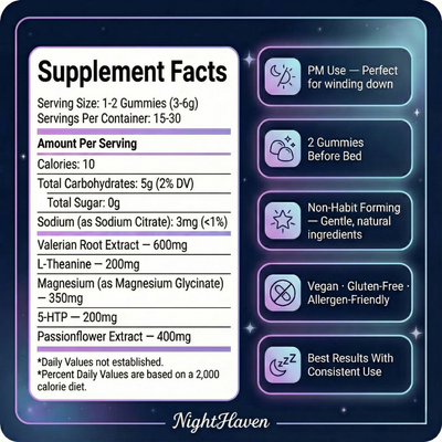 NightHaven Natural Sleep Gummies – Fast-Acting, Melatonin-Free Sleep Support